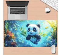 Lituor Mouse Pad Ocean Cute Panda XXL Gaming mouse pad 900x300x3mm Extended Desk Mat,with Non-Slip Base and Stitched Edge,Soft Smooth Surface Mousepad,Improved Precision and Speed