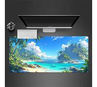 Lituor Mouse Pad Tropical Island XXL Gaming mouse pad 600x400x2mm Extended Desk Mat,with Non-Slip Base and Stitched Edge,Soft Smooth Surface Mousepad,Improved Precision and Speed