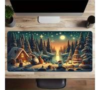 Lituor Mouse Pad Winter Cartoon Village XXL Gaming mouse pad 700x400x2mm Extended Desk Mat,with Non-Slip Base and Stitched Edge,Soft Smooth Surface Mousepad,Improved Precision and Speed