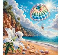 Lituor Tropical Scenery Diamond Painting for Adults,5D Flowers Balloons Diamond Painting Kits Round Full Drill DIY Diamond Art Kits for Beginner Crystal Picture Crafts for Home Decor 45x45cm