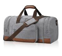 Litvyak Duffle Bag for Travel, Canvas Travel Duffel Bags Overnight Weekend Gym Carry On Luggage Bag for Men & Women, Grey, 60L, Expandable Duffle Bag
