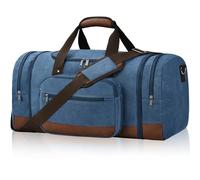 Litvyak Duffle Bag for Travel, Canvas Travel Duffel Bags Overnight Weekend Gym Carry On Luggage Bag for Men & Women, Blue, 60L, Expandable Duffle Bag