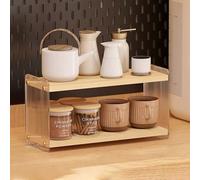 LiTY Coffee Station Organizer 2 Tier Acrylic Home Storage Mugs Hooks for Kitchen Countertops, Coffee Bars, for Placing Mugs, Coffee Beans, Syrup, Cups, Stirrers