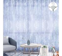 LITYBY Curtain Lights, 3M x 3M 300LED Curtain Fairy Lights Battery Operated, 8 Modes String Lights with Remote Control Waterproof for Home, Wedding, Party, Christmas (Cold White)