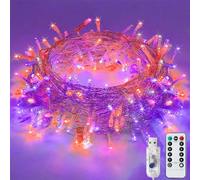 LITYBY Halloween Fairy Lights, 8 Modes USB Plug in Powered Lights Waterproof Outdoor/Indoor Christmas Lights with Remote Timer for Bedroom, Party, Wedding, Halloween Decoration (Purple+Orange)