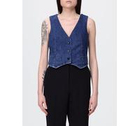 LIU JO Crop Single-Breasted Denim Vest - Size: 44 - female
