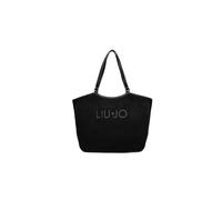 Liu Jo Ferielle L Shopping Bag in Black Suede | 100% Polyester, 47 x 15 x 35 cm, Double Shoulder Handle, Zipper Closure, Casual Style