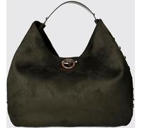 LIU JO Gerona Large Hobo Bag in Velvet with Metal Piercing and Leather Handle