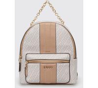 LIU JO Grained Faux Leather Backpack with All-Over Monogram