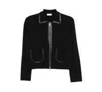LIU JO leather-trimmed zip-front jacket - Black M