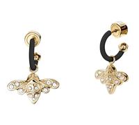 Liu Jo Teen Collection Earrings Jewellery in Black and Gold Steel Decorated with Bee and Cubic Zirconia Pendants Size: 2 cm. Reference lj1891