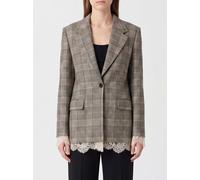 LIU JO Viscose Blend Blazer with Tartan Print and Lace Inserts - Size: 40 - female