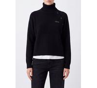 LIU JO Wool and Cotton Turtleneck with Shoulder Buttons and Contrast Logo - Size: S - female