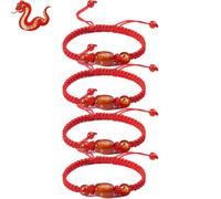 LIU JUN 2025 New Year Of Snake Bracelets, Red String Snake Charm Adjustable Bracelet Chinese Zodiac Animal Good Luck Braided Bracelet Lucky Snake Charm Red Rope Gifts Jewelry For Women Men, L, Nylon