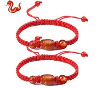 LIU JUN 2025 New Year Of Snake Bracelets, Red String Snake Charm Adjustable Bracelet Chinese Zodiac Animal Good Luck Braided Bracelet Lucky Snake Charm Red Rope Gifts Jewelry For Women Men, L, Nylon