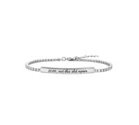 LIU JUN 2026 Not This Again Inspirational Bracelet For Women, Adjustable Cubic Zirconia Stainless Steel Tube Engraved Bracelets Self Motivational Jewelry Gifts, L, Stainless Steel Cubic Zirconia