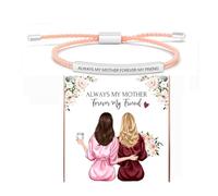 LIU JUN Always My Mother Forever My Friend Tube Bracelet For Women, Mom And Daughter Love Together Stainless Steel Gift Jewelry, M, Stainless Steel, no gemstone