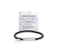 LIU JUN Be Kind Motivational Tube Bracelet For Women Men, To My Man Inspirational Coin Pendant Stainless Steel Band Leather Personalized Minimalistic Gift Jewelry, M, Leather, no gemstone
