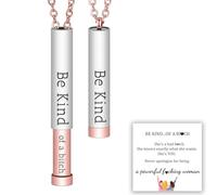 LIU JUN Be Kind... Of A Bich - Hidden Message Necklace, Be Kind of A - 3D Engraved Vertical Bar Necklace, Stainless Steel Encouragement Mantra Pendant Necklace for Women, Stainless Steel, No