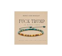 LIU JUN "Best es Forever" Morse Symbol Motivational Bracelet, Adjustable BFF Natural Tiger Eye Turquoise Beaded Bracelet with Hidden Message, Inspirational Friendship Jewelry Gift, Large, Stone