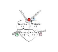LIU JUN Bff Necklace For 3/4，Weirdo 1 Weirdo 2 3 Heart Pendant Stainless Steel Crystal Friendship Necklaces For Women Best Friends Sisters Forever Jewelry Gifts, L, Stainless Steel, Cubic Zirconia