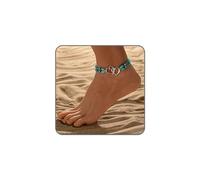 LIU JUN Boho Heart Beaded Anklet, Elastic Bead Double Hollow Hearts Stretch Layered Small Beads Ankle Bracelet, Foot Jewelry Accessories For Women Summer Beach, L, Metal, no gemstone