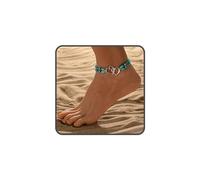 LIU JUN Boho Heart Beaded Anklet, Elastic Bead Double Hollow Hearts Stretch Layered Small Beads Ankle Bracelet, Foot Jewelry Accessories For Women Summer Beach, L, Metal, no gemstone