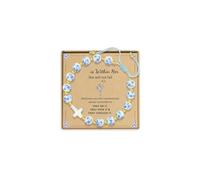 LIU JUN Cross Bracelet for Women, God Is Within Her She Will Not Fall First Holy Communion Ceramic Beads Blue Pink Floral Pattern Vintage Minimalism Adjustable Inspirational Gift Jewelry, M, Ceramic