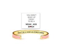 LIU JUN Don't Be A Weak Ass Today Color Bangle Bracelet For Women, Open Enamel Stainless Steel Engraved Message Inspirational Gifts Jewelry, M, Stainless Steel, no gemstone