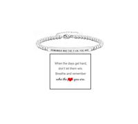 LIU JUN Dont Let The Hard Days Win Beaded Inspire Bracelet For Women, Adjustable Metal Beads Stainless Steel Tube Engraved Band Inspirational Gifts Jewelry, M, Stainless Steel, no gemstone