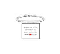 LIU JUN Dont Let The Hard Days Win Beaded Inspire Bracelet For Women, Adjustable Metal Beads Stainless Steel Tube Engraved Band Bracelets Inspirational Gifts Jewelry, L, Copper, no gemstone