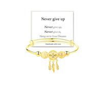 LIU JUN Dream Catcher Bracelet For Women, Never Give Up To My Daughter/Granddaughter Fashion Tassel Feather Charm Inspirational Gifts Jewelry, M, Copper, no gemstone