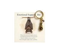 LIU JUN Emotional Support Bat Keychain, Vintage PendantCrystal Motivational Keychains For Friends And Lover Gift Jewelry, Bat Gold, Large