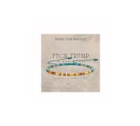 LIU JUN Fck Trump Morse Code Bracelet For Women, Adjustable Natural Tiger Eye African Turquoise Anti Trump Bead Wrap Bracelets With Hidden Message Stackable Funny Gift Jewelry, L, Nylon, no gemstone
