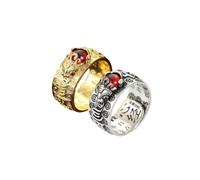 LIU JUN Feng Pixiu Mantra Ring - Original Feng Shui Ring for Men & Women, Wealth Protection, Good Luck Money Amulet, Adjustable, Metal, No Gemstone
