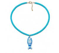 LIU JUN Fish Pendant Necklace For Women, Boho Summer Exaggerated Marine Animal Lightweight Acrylic Beaded Y2k Charm Necklaces For Summer Beach Vacation Jewelry Gifts, L, Stainless Steel, No Gemstone