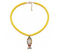 LIU JUN Fish Pendant Necklace For Women, Boho Summer Exaggerated Marine Animal Lightweight Acrylic Beaded Y2k Charm Necklaces For Summer Beach Vacation Jewelry Gifts, L, Stainless Steel, No Gemstone