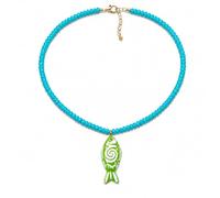 LIU JUN Fish Pendant Necklace For Women, Boho Summer Exaggerated Marine Animal Lightweight Acrylic Beaded Y2k Charm Necklaces For Summer Beach Vacation Jewelry Gifts, L, Stainless Steel, No Gemstone