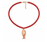 LIU JUN Fish Pendant Necklace For Women, Boho Summer Exaggerated Marine Animal Lightweight Acrylic Beaded Y2k Charm Necklaces For Summer Beach Vacation Jewelry Gifts, L, Stainless Steel, No Gemstone