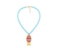 LIU JUN Fish Pendant Necklace for Women Boho Summer Sea Animal Lightweight Y2K Acrylic Beads Charm Necklaces for Summer Beach Holiday Jewelry Gifts, Grand, Stainless Steel, No gem