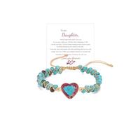 LIU JUN For Daughter - Love You Forever Jasper Heart Bracelet, You Are Always In Mine Heart From Mom Double Layer Natural Stone Beaded Wrap Adjustable inspirational Gift Jewelry, M, Stone, no gemstone