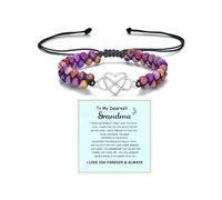 LIU JUN For Granddaughter - A Link That Can Never Be Undone Peach Blossom Knot Bracelet, From Grandma Always Brave And Strong Adjustable Braided inspirational Christmas Gift Jewelry, M, Cotton, no