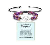 LIU JUN For Granddaughter - A Link That Can Never Be Undone Peach Blossom Knot Bracelet, From Grandma Always Brave And Strong Adjustable Braided inspirational Christmas Gift Jewelry, M, Cotton, no