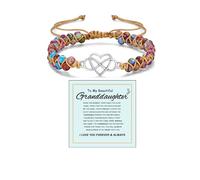 LIU JUN For Granddaughter - A Link That Can Never Be Undone Peach Blossom Knot Bracelet, From Grandma Always Brave And Strong Adjustable Braided inspirational Christmas Gift Jewelry, M, Cotton, no