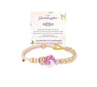 LIU JUN For Granddaughter - A Link That Can Never Be Undone Peach Blossom Knot Bracelet, From Grandma Always Brave And Strong Adjustable Braided inspirational Christmas Gift Jewelry, M, Cotton, no