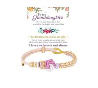 LIU JUN For Granddaughter - A Link That Can Never Be Undone Peach Blossom Knot Bracelet, From Grandma Always Brave And Strong Adjustable Braided inspirational Christmas Gift Jewelry, Medium, Cotton