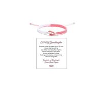 LIU JUN For Granddaughter - A Link That Can Never Be Undone Peach Blossom Knot Bracelet, From Grandma Always Brave And Strong Adjustable Braided inspirational Christmas Gift Jewelry, M, Cotton, no