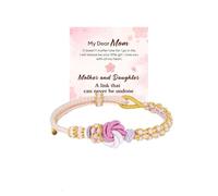 LIU JUN For Granddaughter - A Link That Can Never Be Undone Peach Blossom Knot Bracelet, From Grandma Always Brave And Strong Adjustable Braided inspirational Christmas Gift Jewelry, M, Cotton, no