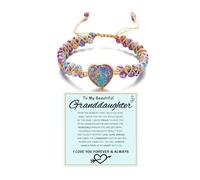 LIU JUN For Granddaughter - Infinity Forever Love Jasper Heart Bracelet, You Are Always In Mine Heart From Grandma Double Layer Natural Stone Beaded Wrap Adjustable inspirational Gift Jewelry, M