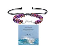 LIU JUN For Granddaughter - Infinity Forever Love Jasper Heart Bracelet, You Are Always In Mine Heart From Grandma Double Layer Natural Stone Beaded Wrap Adjustable inspirational Gift Jewelry, M